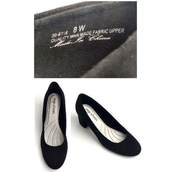 Easy Street Proper Pumps Black Super Suede 8W - Picture 6 of 8